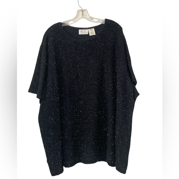 Kathie Lee Collection Black Crew Neck short sleeve Sweater - Picture 1 of 6